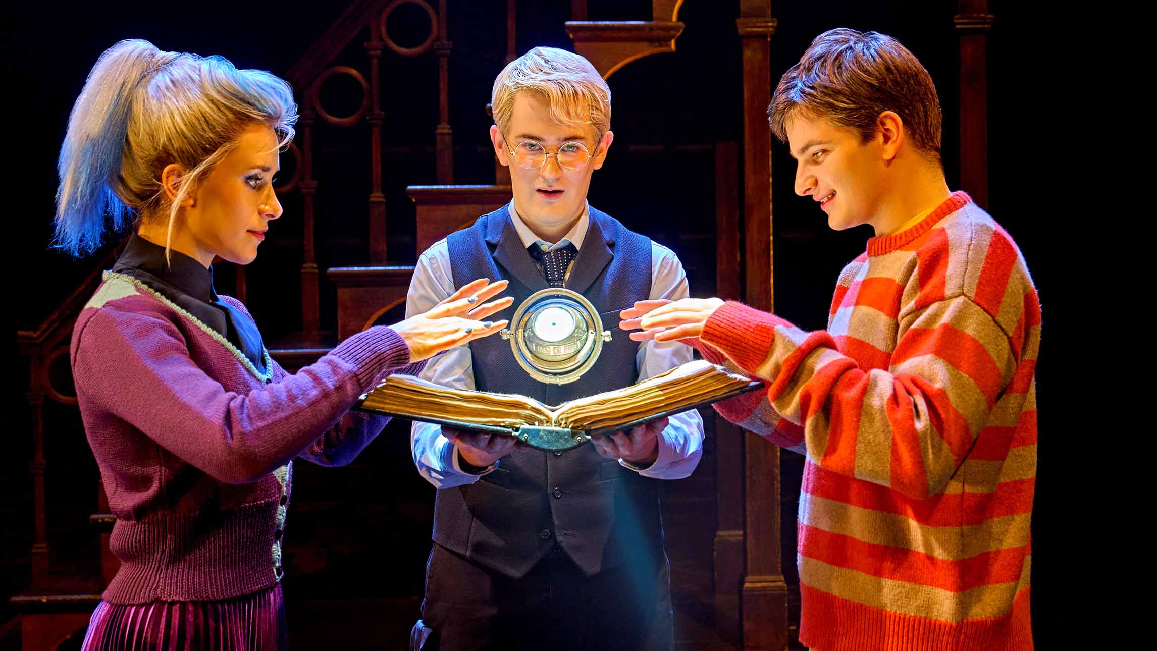 Delphi (Sophie Matthew), Scorpius (Kai Spackman), Albus (Joshua Sullivan)