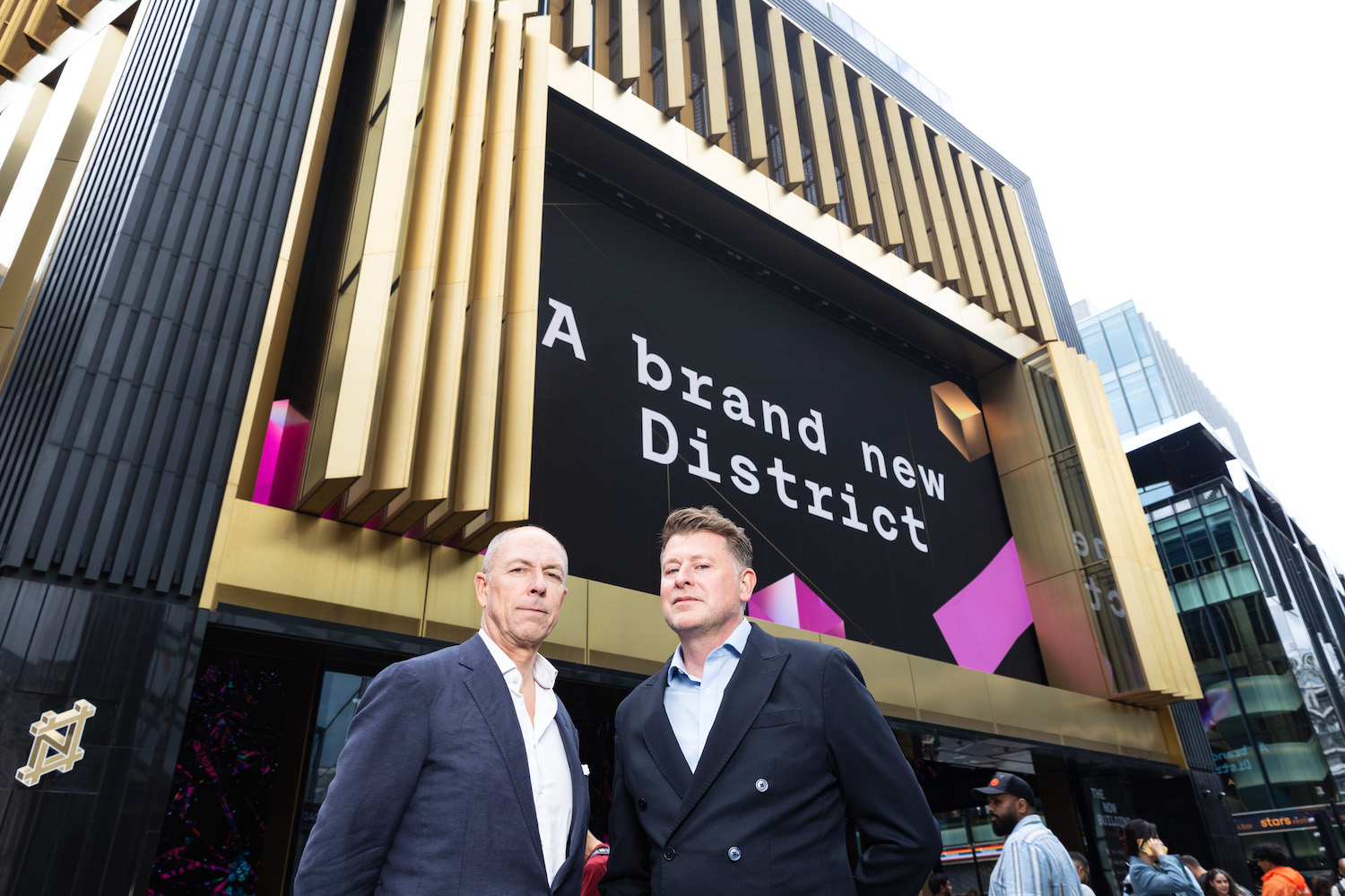 Dylan Jones (L) and Philip O'Ferrall (R) outside The Now Building