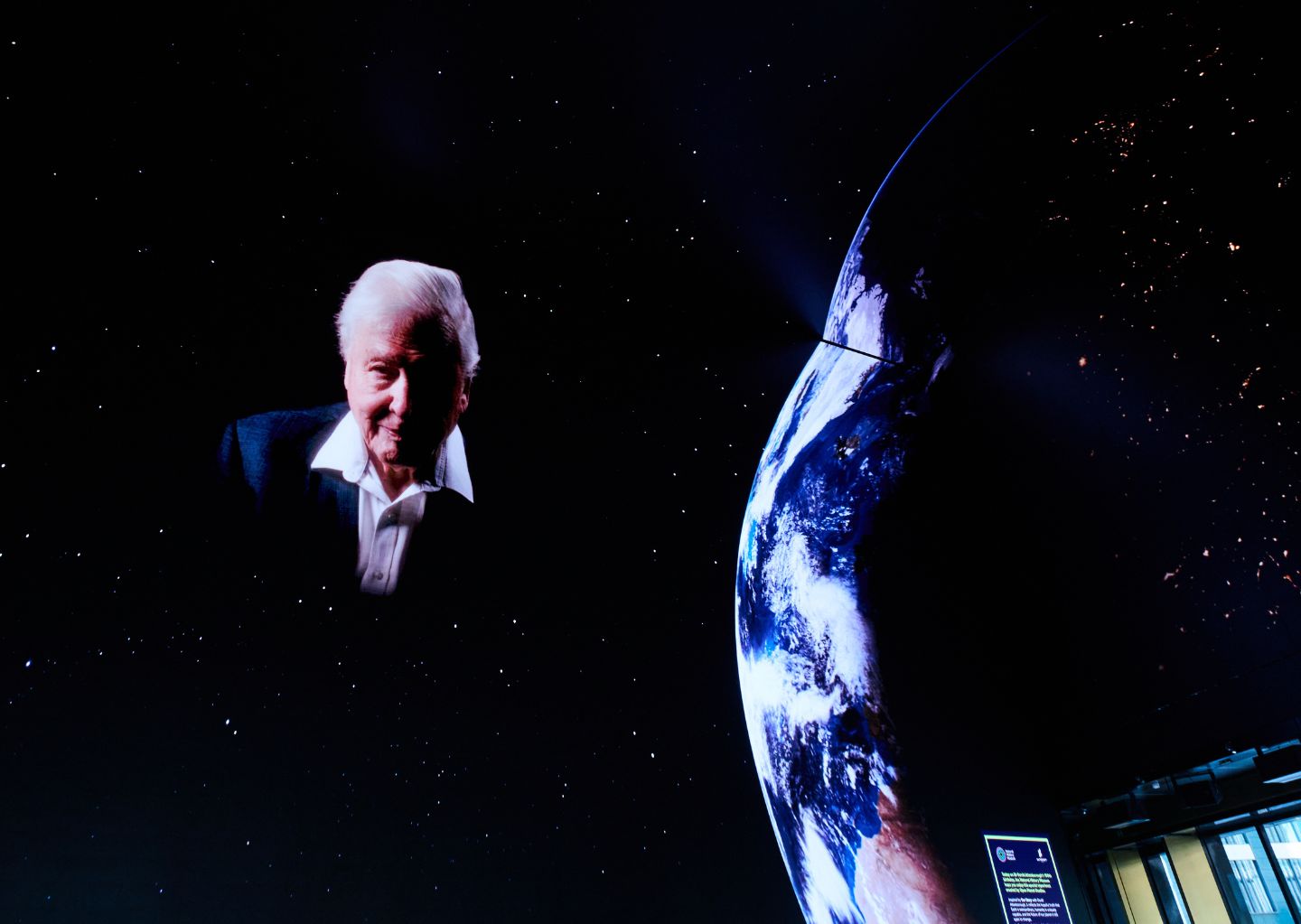 David Attenborough on screen at The Now Building
