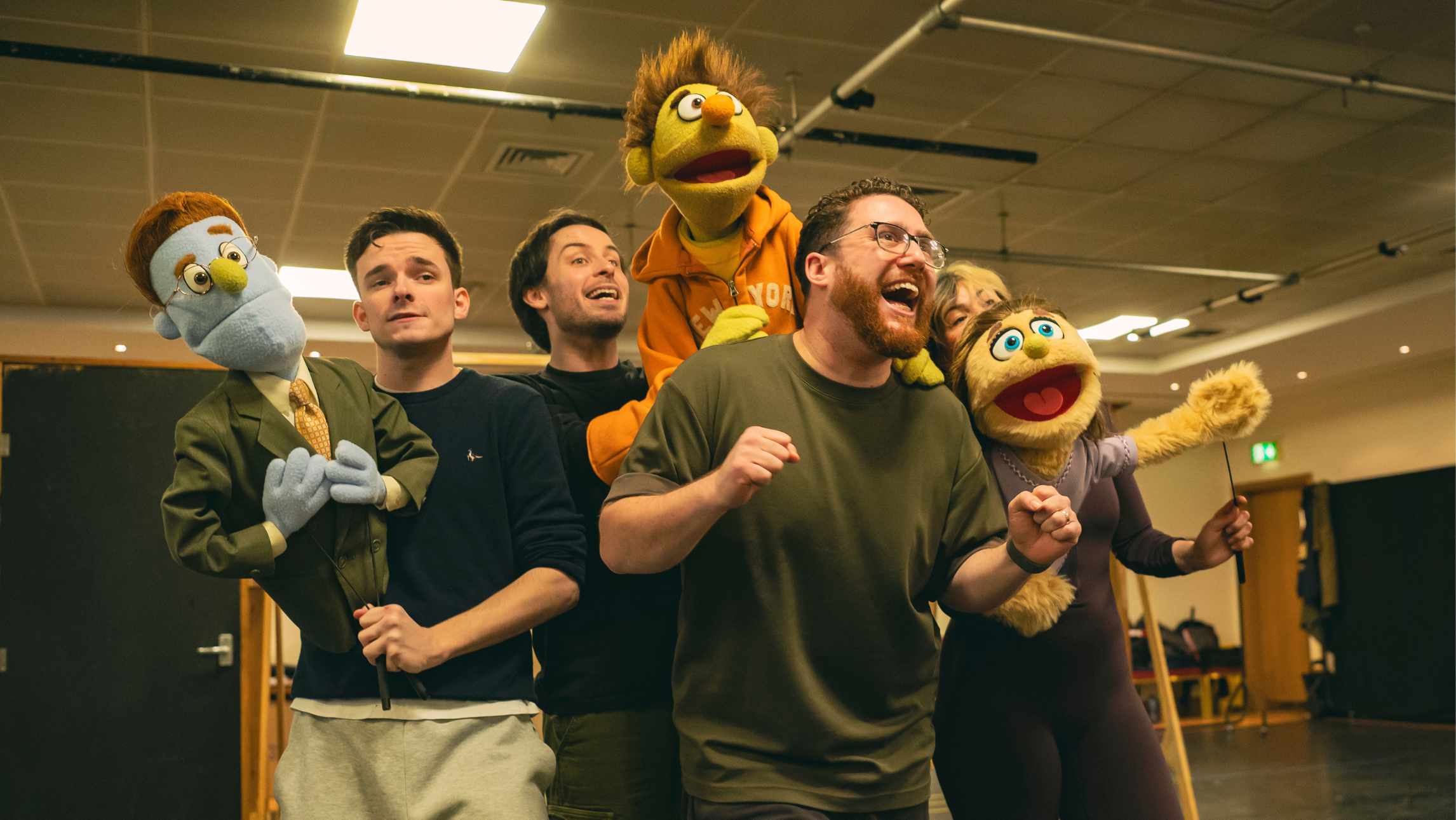 The cast of Avenue Q at The Shaftesbury Theatre, London