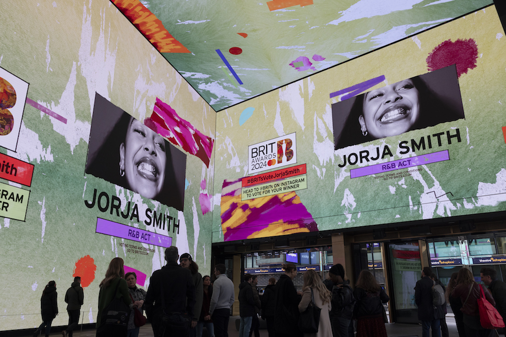 Jorja Smith BRITs 2024 vote promotion at Outernet