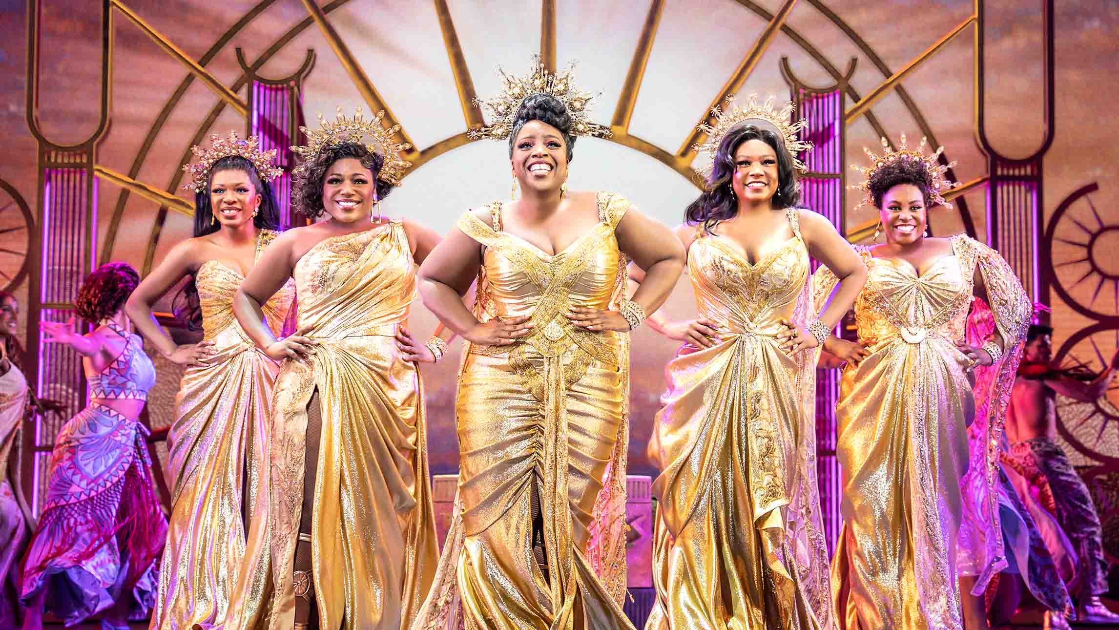 Actors on stage (the Muses) in Disney's Hercules