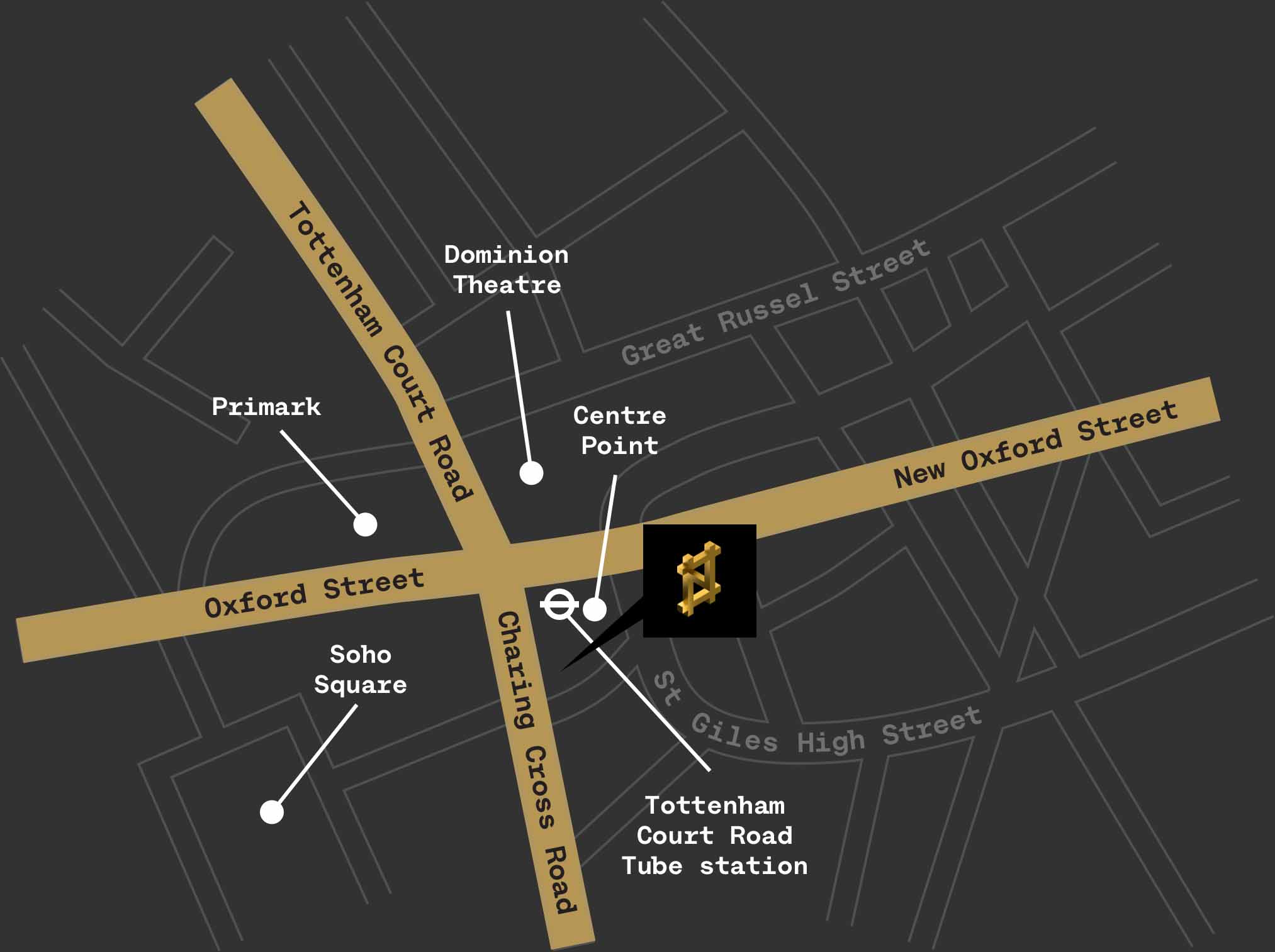 Map showing the location of Outernet in London