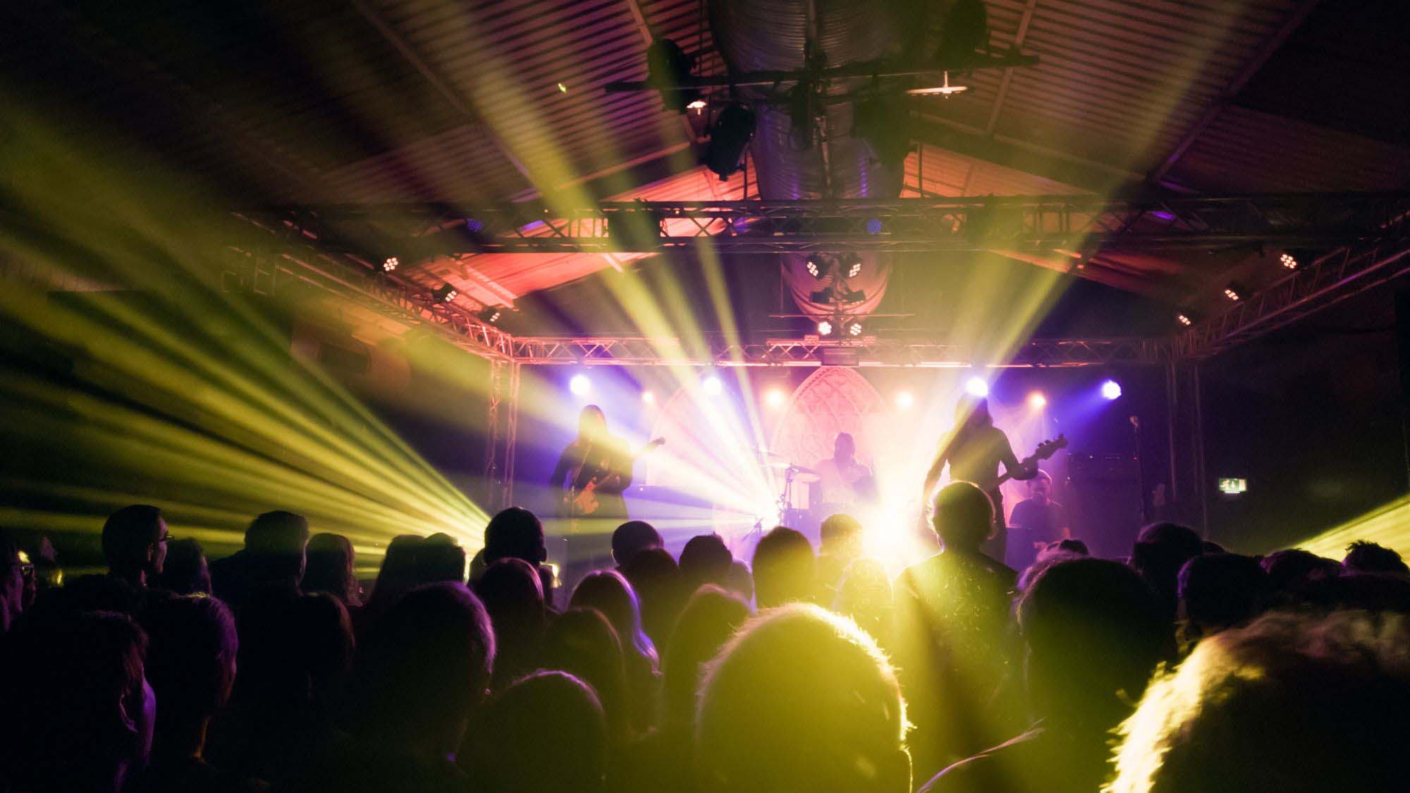 Band playing on stage at a concert