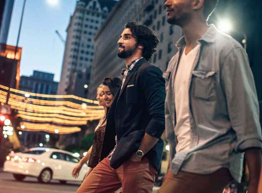 People walking down the street in Los Angeles