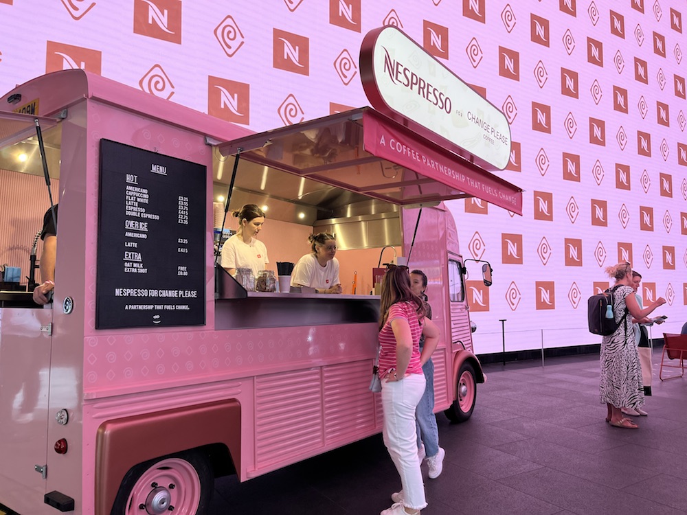 Nespresso coffee cart at Outernet