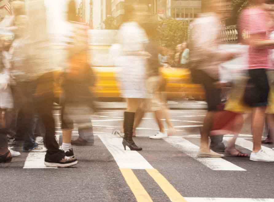 People crossing the street in New York City