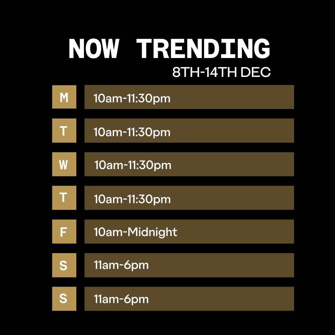 Outernet Now Trending Opening Times 8th December 2025