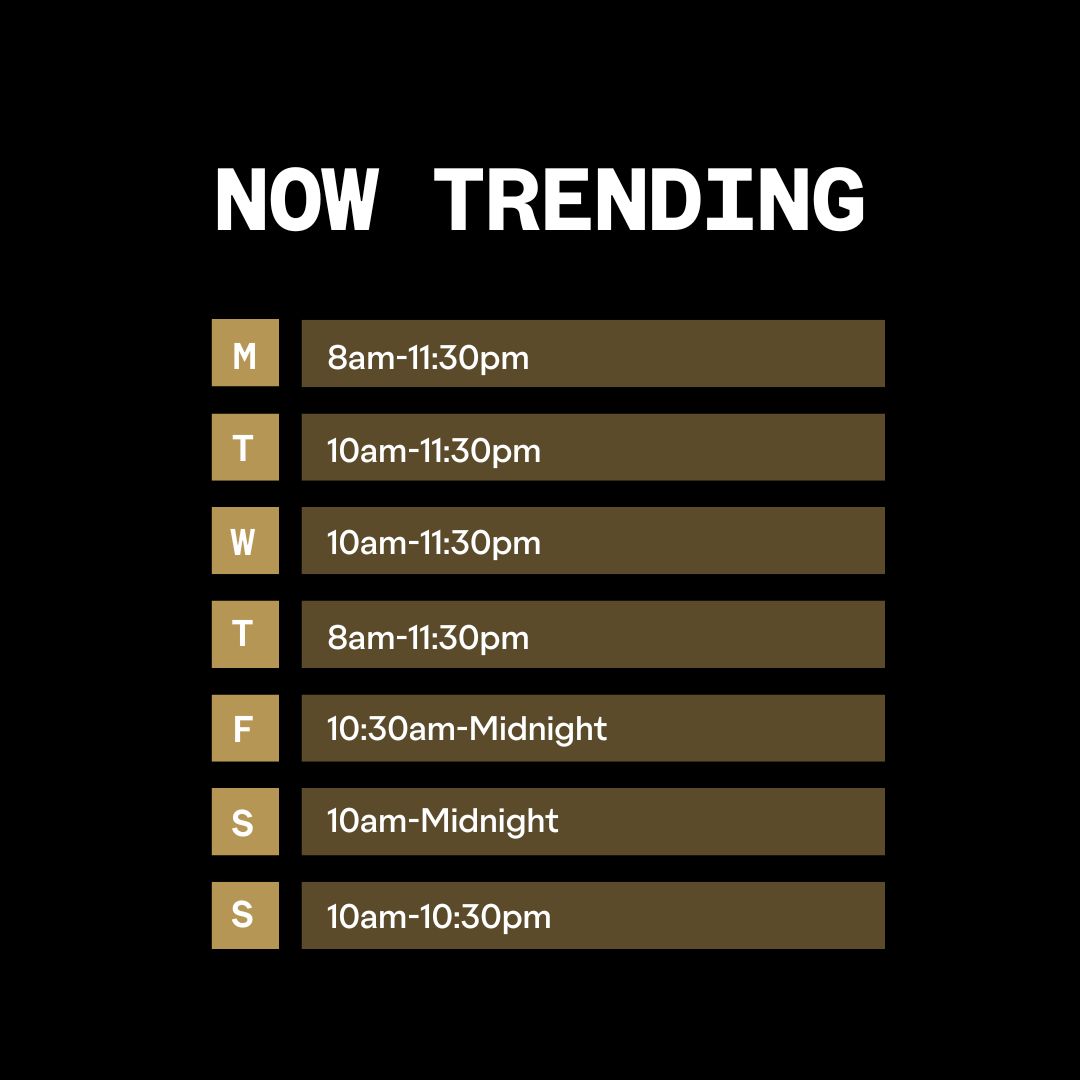Outernet Now Trending Opening Times 28th April to 4th May 2025