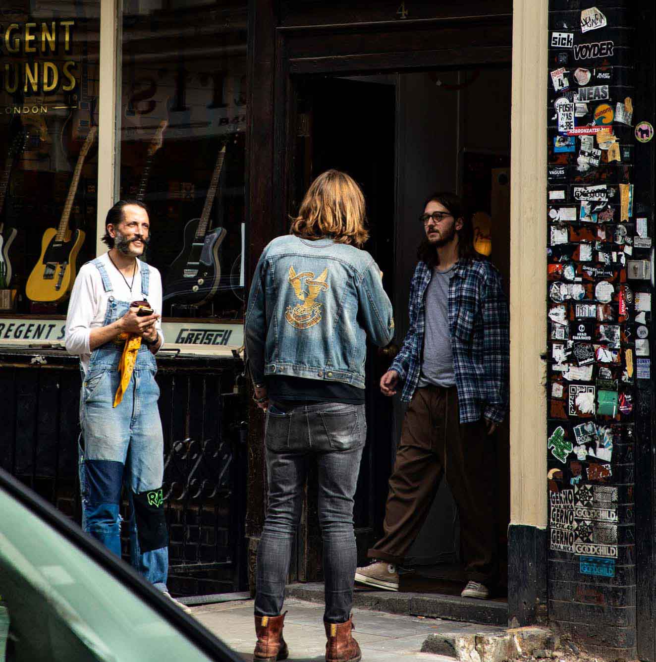 Photo outside a guitar shop on Denmark Street